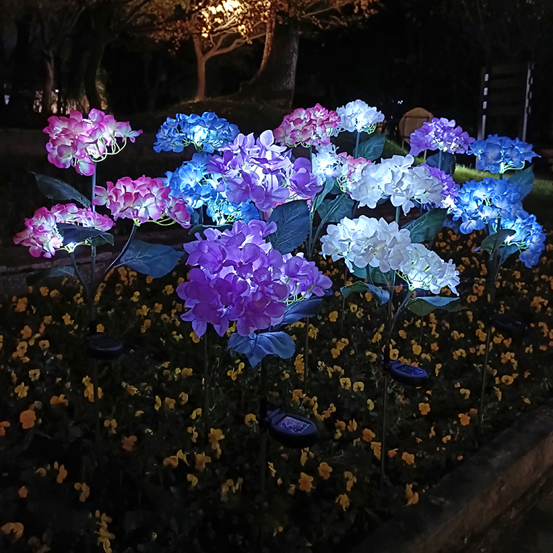 Lampa solara de gradina decoratiune LED Rqiurpn, 3 capete Hydrangea Rose, flexibila, IP44, Acumulator 600mAh, negru|alb|verde 5 Unknown Image