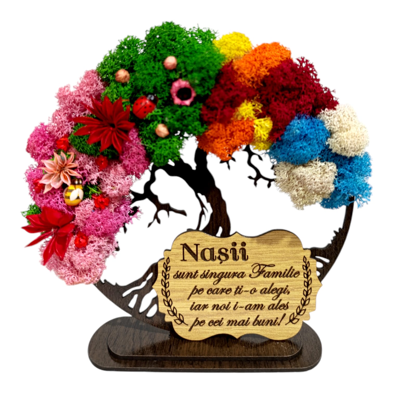 Cadouri Personalizabile - Copacul vietii cu licheni 4 anotimpuri, personalizat pentru Nasi, wenge