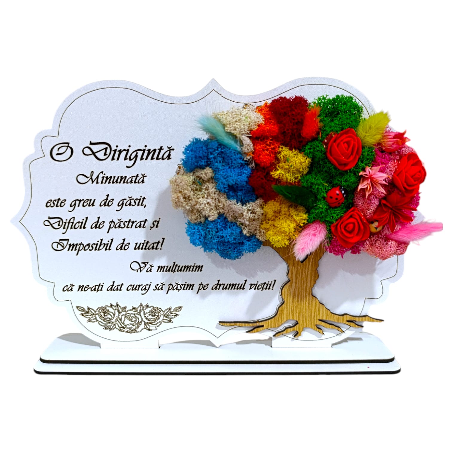 Cadouri Diriginta - Tablou Copac 4 anotimpuri cu licheni, personalizat pentru Diriginta, alb