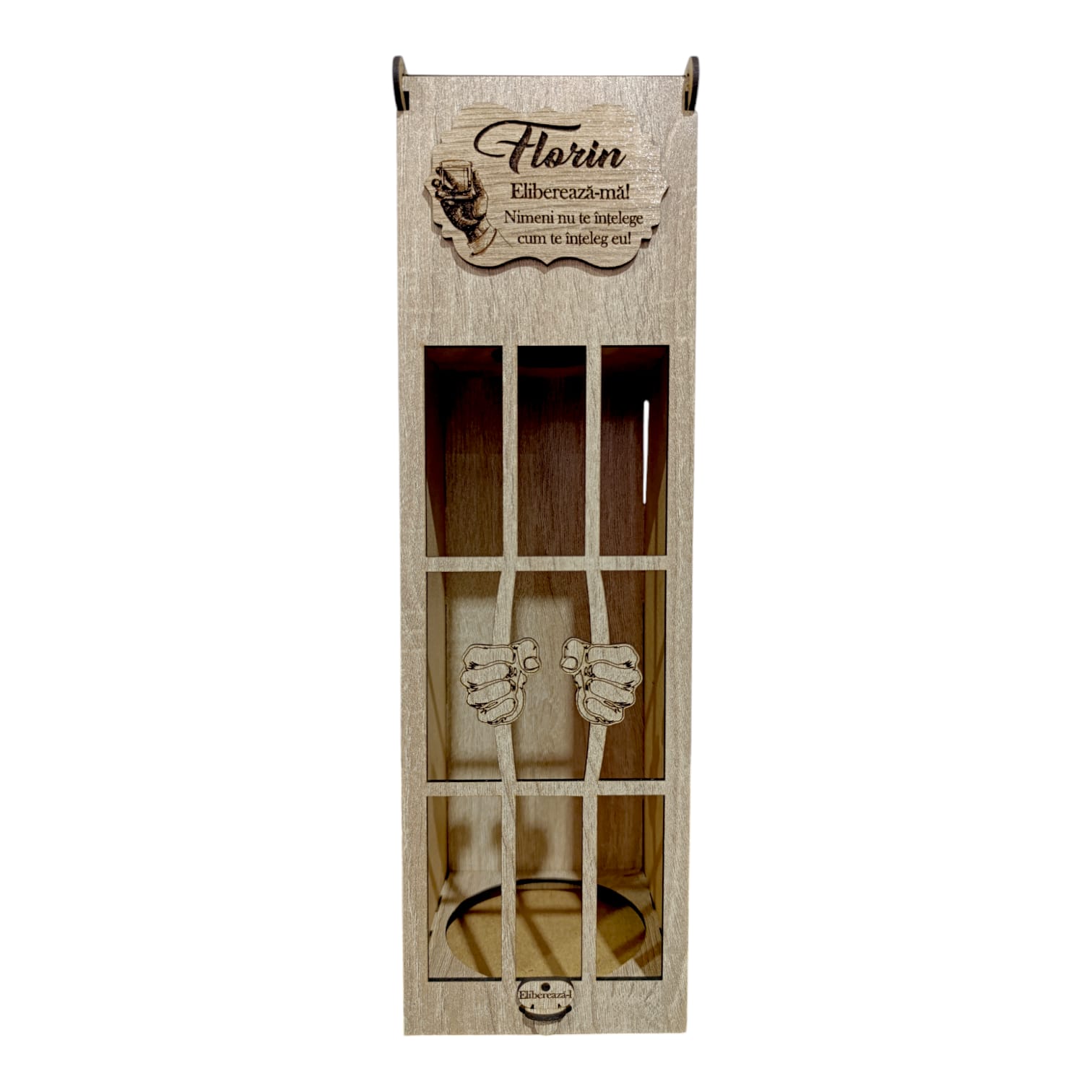 Cutie de Vin Personalizabila - Cutie de vin, model inchisoare personalizata cu Nume