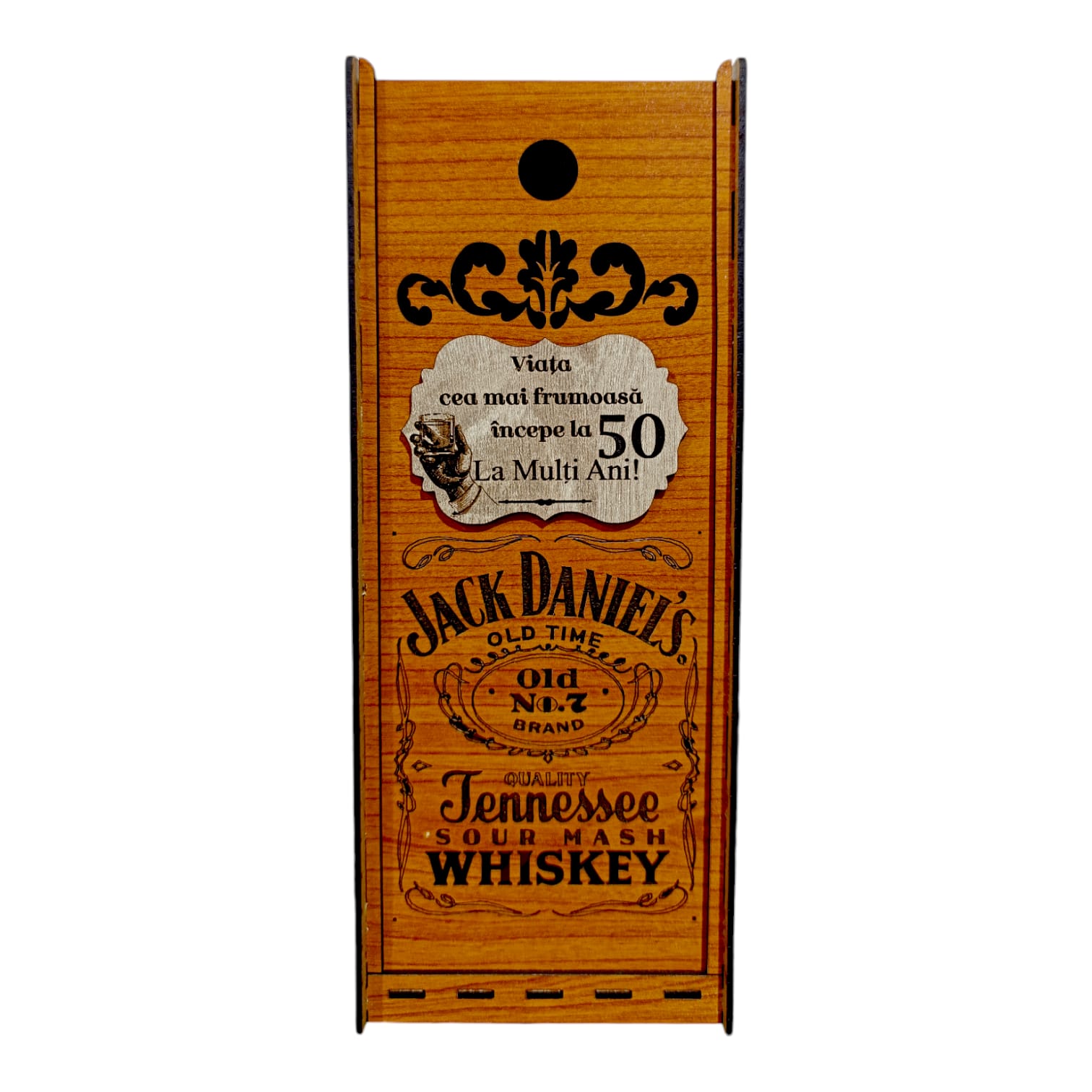 Cutie de Vin Personalizabila - Cutie de whiskey model Jack Daniel's personalizata cu mesaj pentru Aniversare 50 de ani