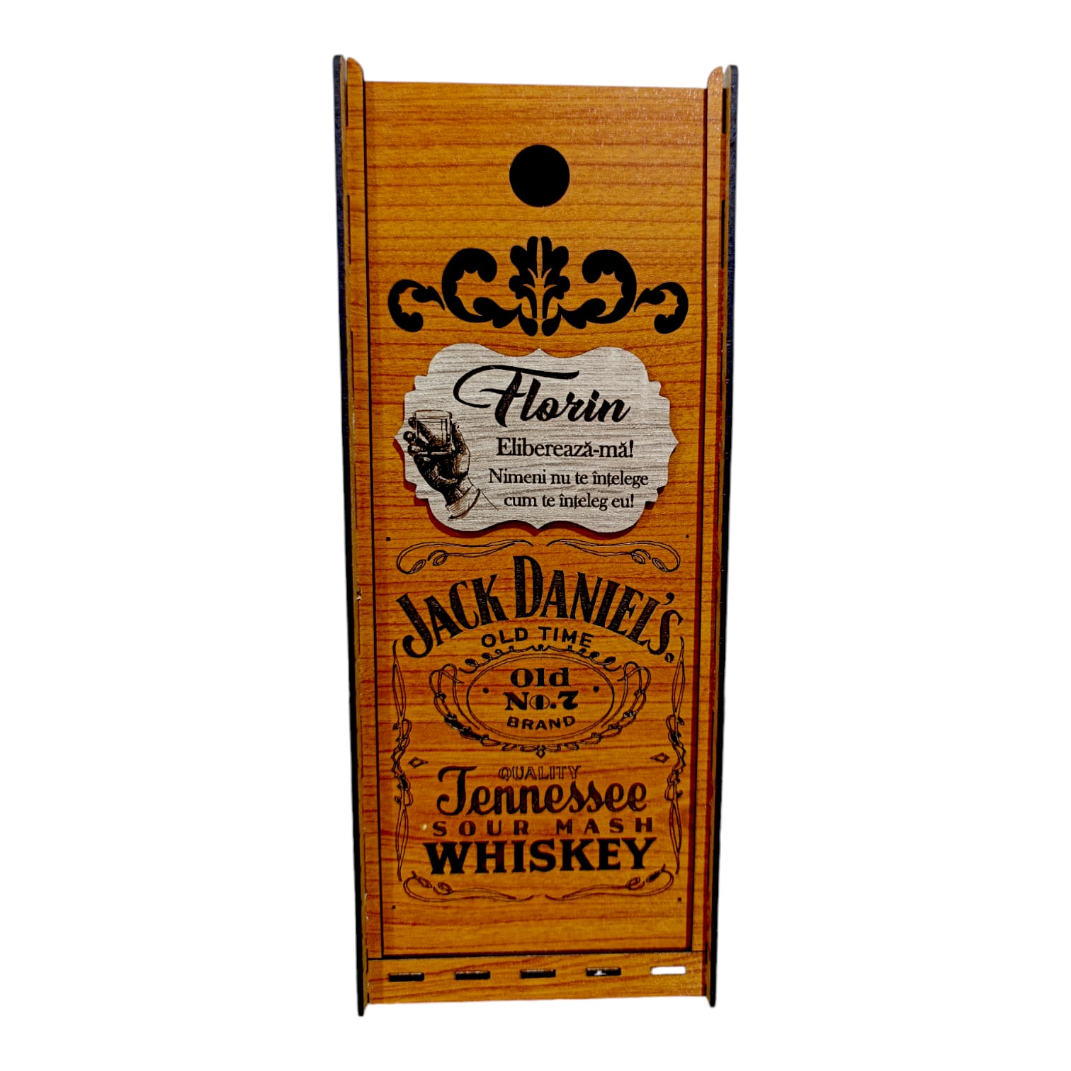 Cutie de Vin Personalizabila - Cutie de whiskey model Jack Daniel's personalizata cu Nume
