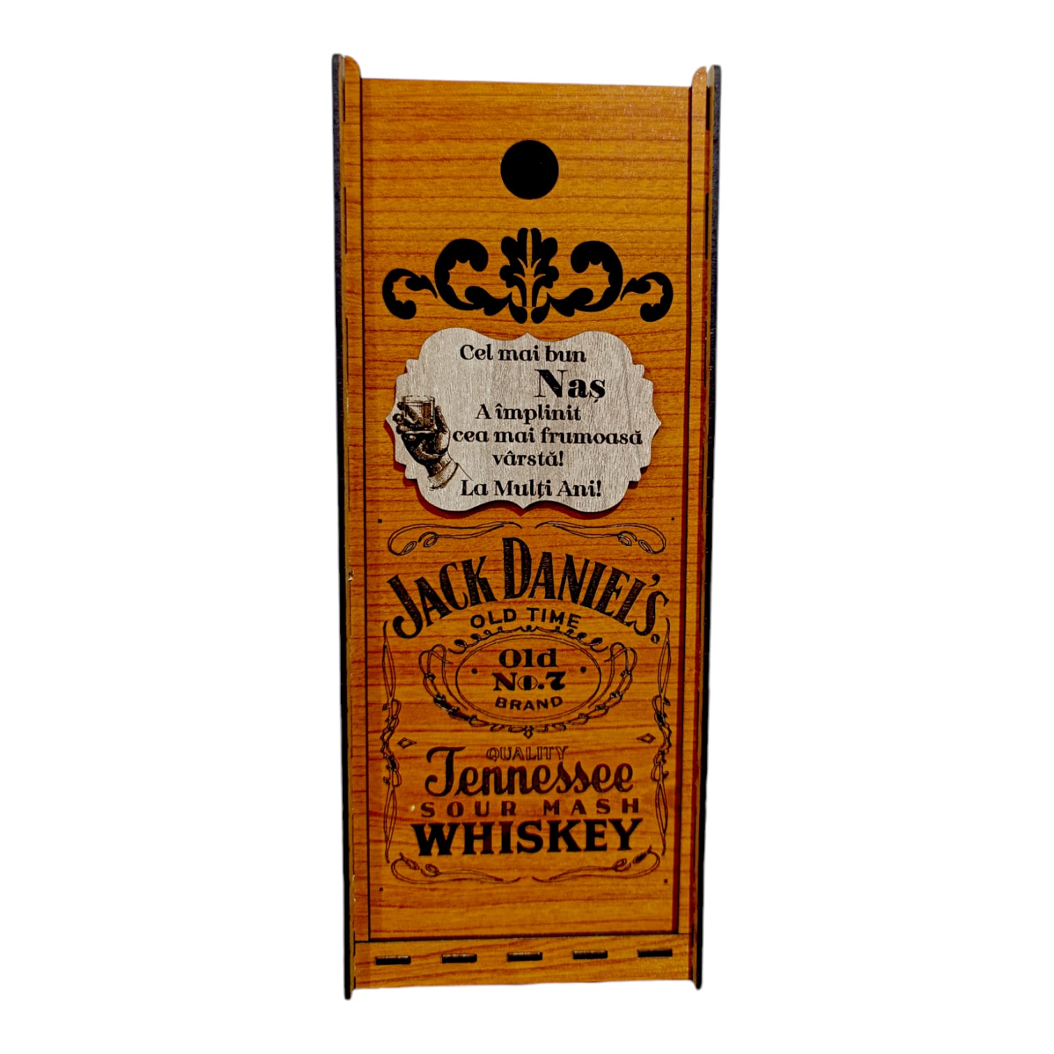 Cadouri Nas - Cutie de whiskey model Jack Daniel's personalizata cu mesaj pentru Nas