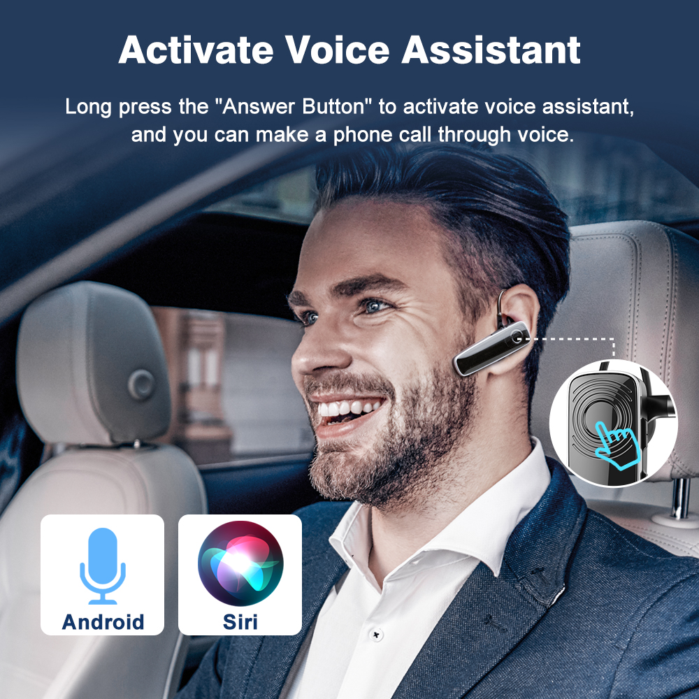 Casca Bluetooth 5.3, matcso®, Single Ear Handsfree, Wireless Business, Soferi, Birou, Convorbire pana la 14 ore, Conectare multipoint la doua dispozitive simultan, Microfon HD, Compatibila universala, [3]