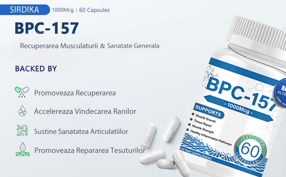bpc 157 beneficii BPC 157 Peptide Capsule, Pentru Recuperare Musculara si Antrenament,  Accelereaza Recuperarea si Vindecarea Intestinala, Noul Compus Protector de  Reinnoire, Supliment Fara Gluten, 1000 mcg-60 Capsule