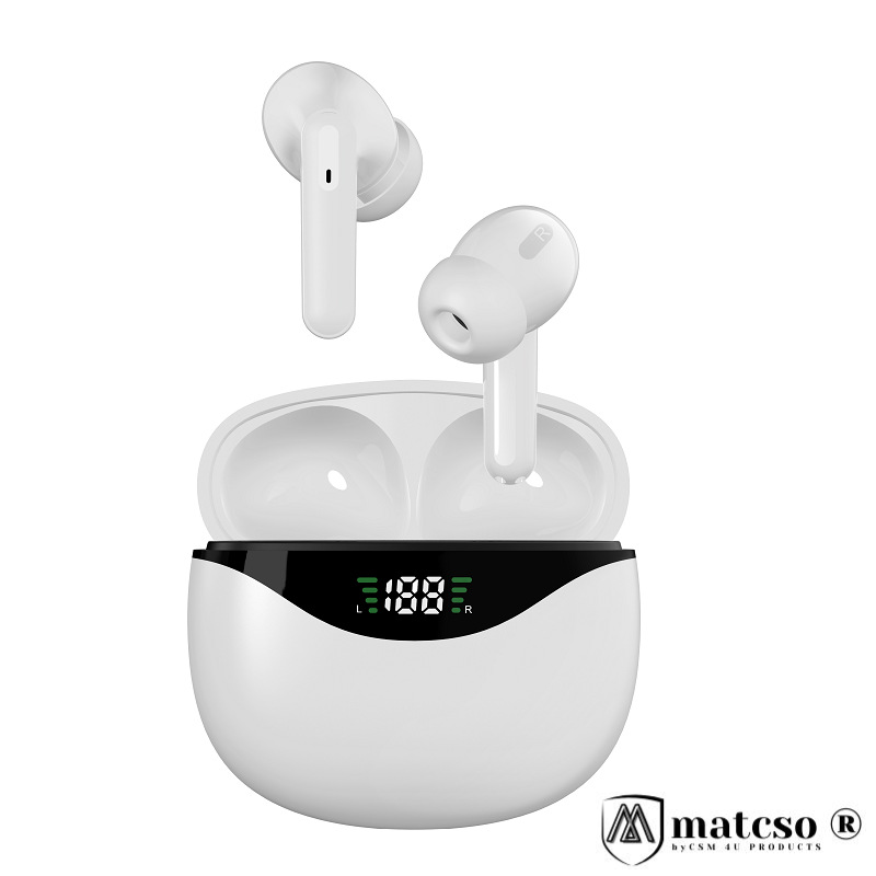 Produse EmagMarketplace - Casti Wireless Bluetooth 5.3, matcso by CSM 4U PRODUCTS®, Anulare a zgomotului, Fara fir, Afisaj Digital, Type-C Fast Charging, Microfon HD, Control Touch, Surround HIFI Sound Quality, Rezistente la a