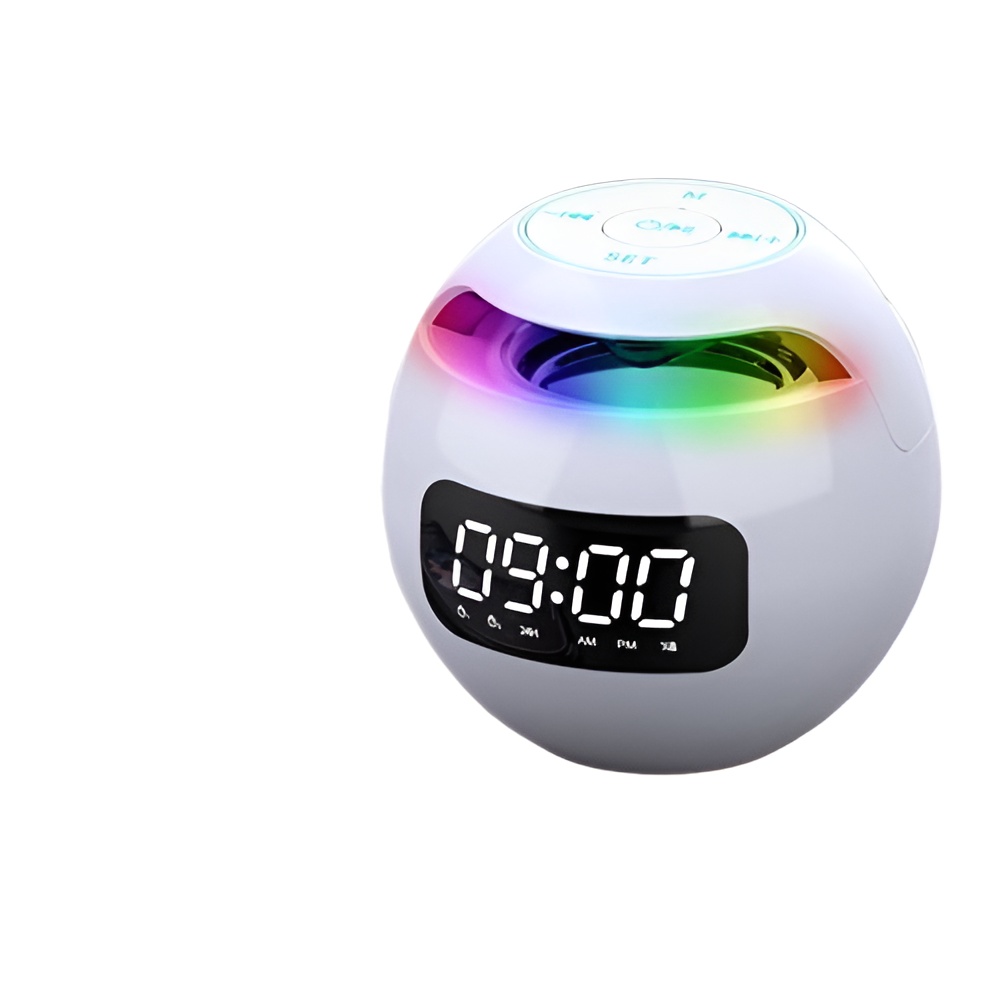 Produse EmagMarketplace - Boxa Portabila Wireless cu Ceas Desteptator Digital si Radio, matcso by CSM 4U PRODUCTS®, Design modern, Alarma dubla, Difuzor, Bluetooth, Slot pentru card, Lumina LED, Alb