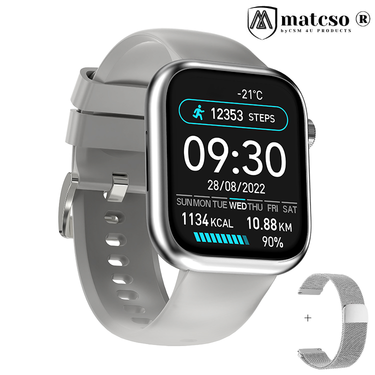 Produse EmagMarketplace - Ceas Smartwatch TFT, matcso by CSM 4U PRODUCTS®, Unisex, Rezolutie 240*284, Display HD 1.83”, AI Asistent Vocal, Calendar, Rezistenta la Apa IP68, Notificari Apeluri/Sms/Social Media, Monitorizare Act