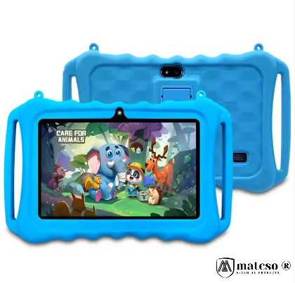 Produse EmagMarketplace - Tableta Educationala Pentru Copii, matcso by CSM 4U PRODUCTS®, 7 inch, Quad Core, Ecran Tactil HD 1024x600 IPS, Android, WiFi cu Protectie Husa Silicon Anti Shock, Camera Dubla, Jocuri, Desene, Aplica