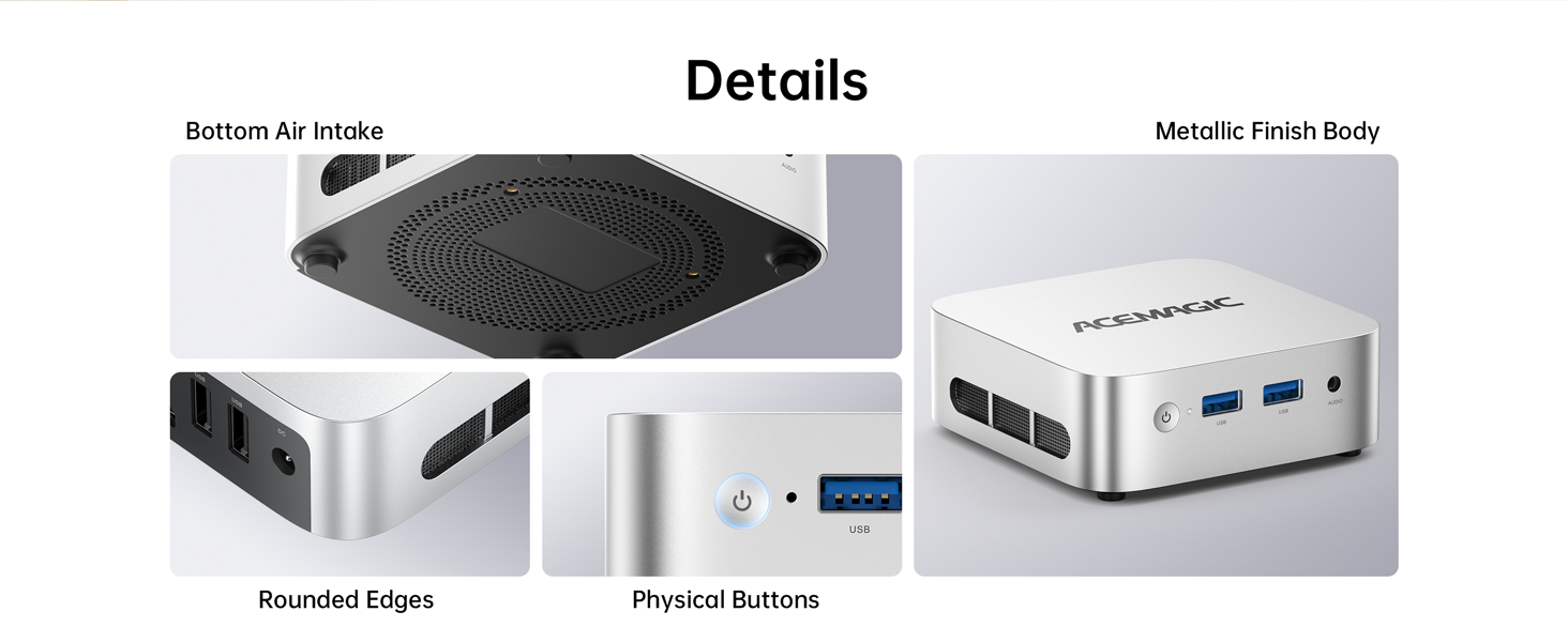 Mini PC ACEMAGIC Intel N97 pana la 3.6GHz, 16GB DDR4 RAM 512GB SSD