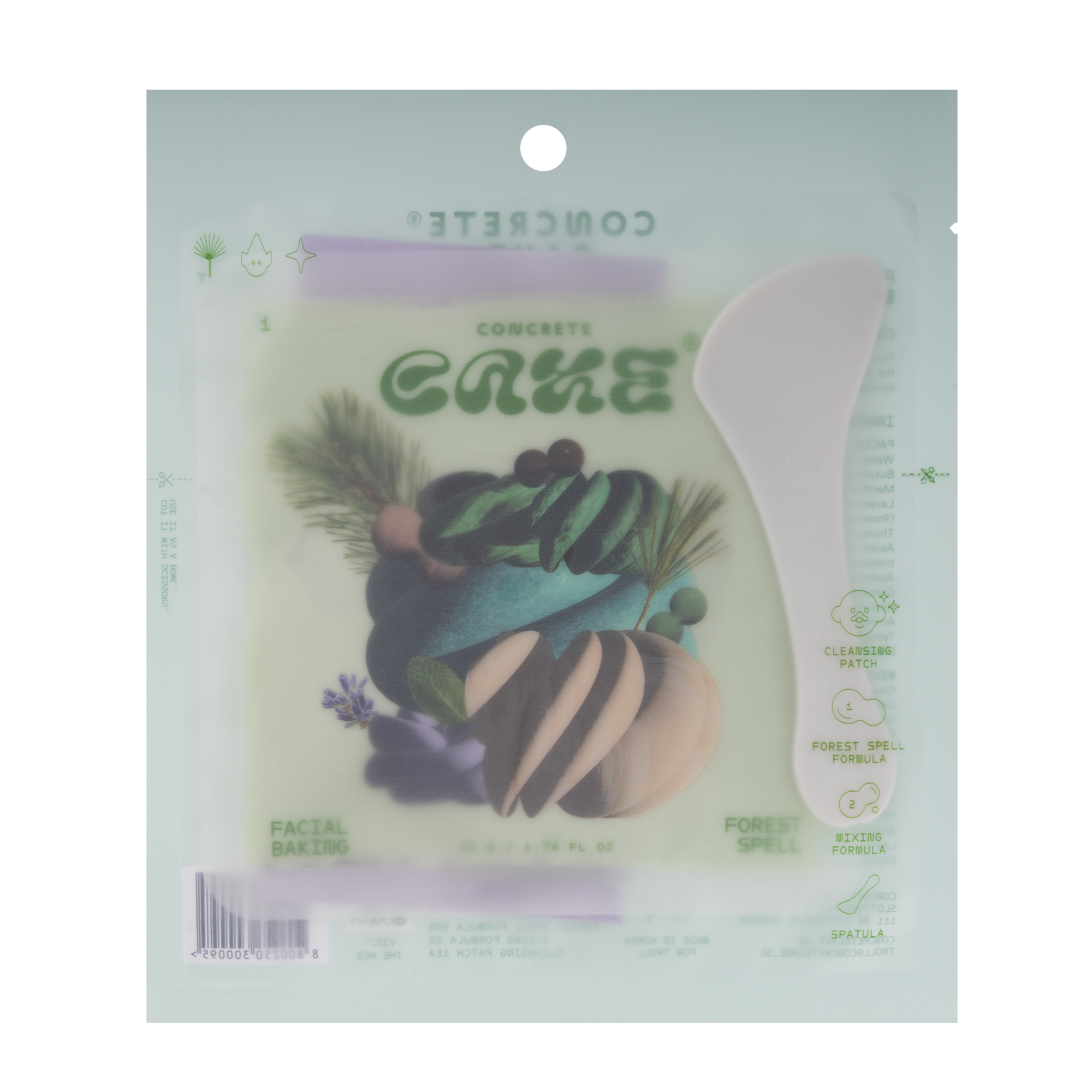 Masti pentru ten si gomaje - Masca coreeana pentru ten Concrete Cake Forrest Spell - cu Pycnogenol si extras din plante, pentru ten cu leziuni sau inflamat