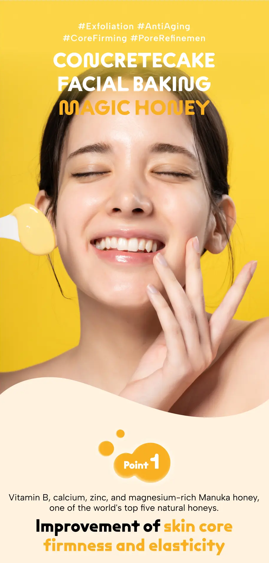 Masca coreeana pentru ten Concrete Cake Magic Honey - cu miere de Manuka, propolis si laptisor de matca, efect exfoliant, anti-aging, fermitate si micsorare a porilor [6]