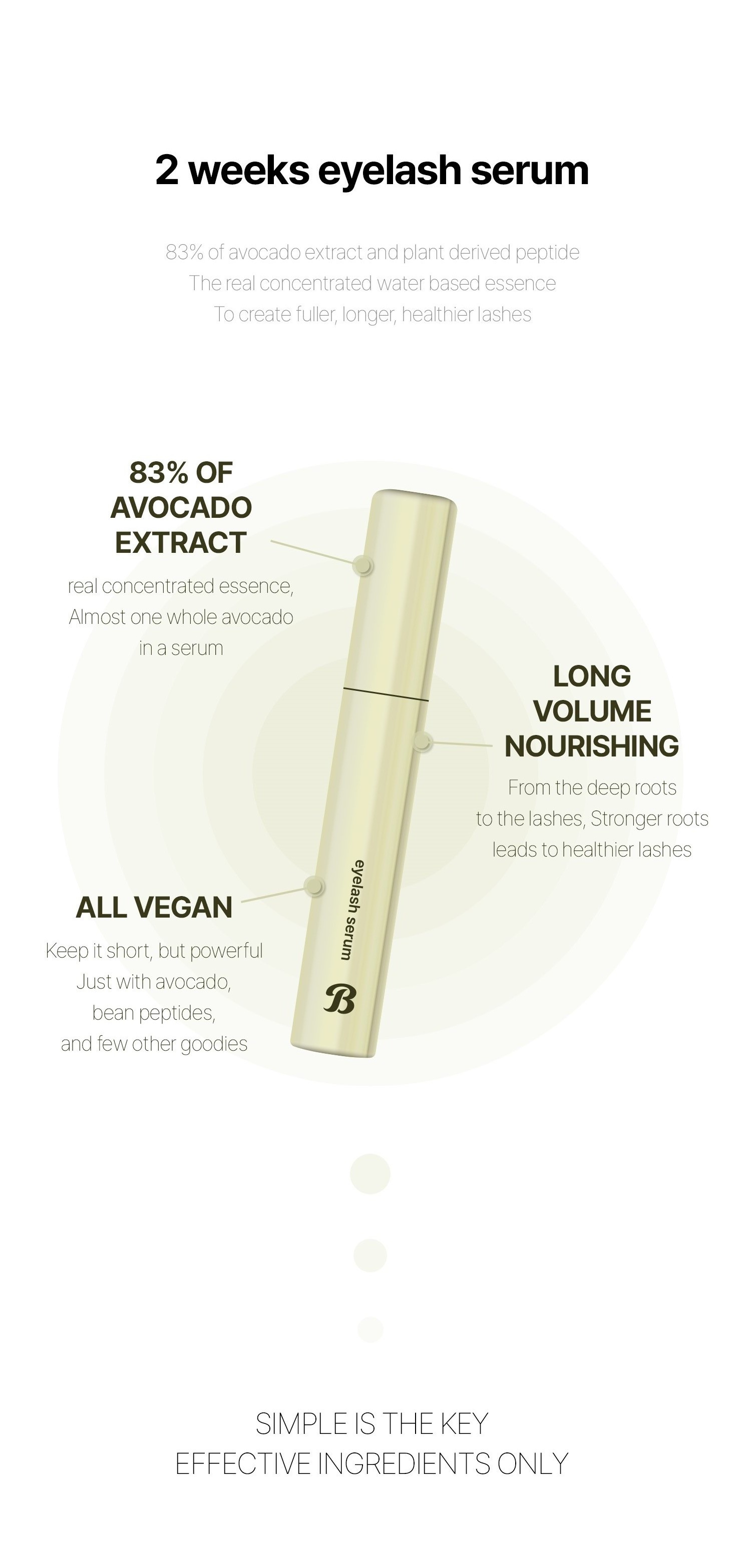 Ser coreean XXL pentru cresterea genelor si sprancenelor, Bonak, 2 Weeks Eyelash Serum, cu 83% extract din avocado, peptide din mazare si arginina, K Beauty, 8 ml [4]