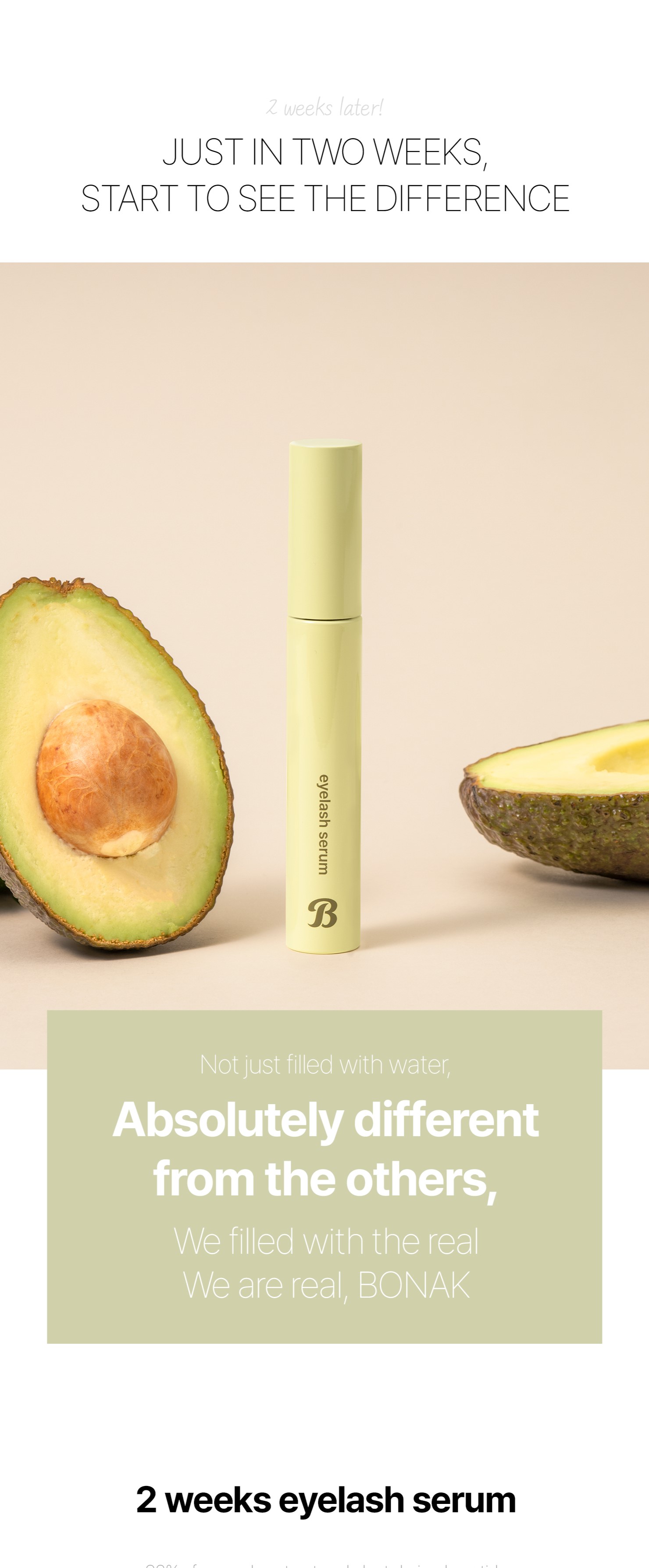 Ser coreean XXL pentru cresterea genelor si sprancenelor, Bonak, 2 Weeks Eyelash Serum, cu 83% extract din avocado, peptide din mazare si arginina, K Beauty, 8 ml [3]