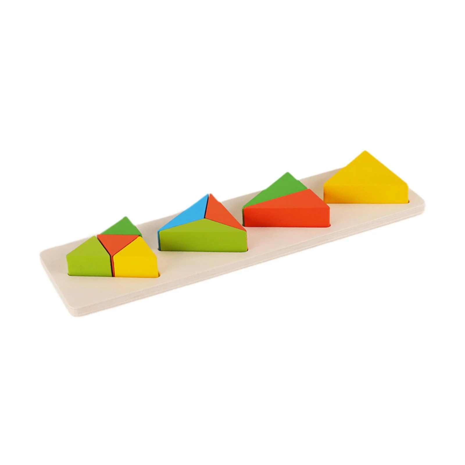 Jucarii si joaca - Puzzle Montessori, forma triunghi, lemn, multicolor