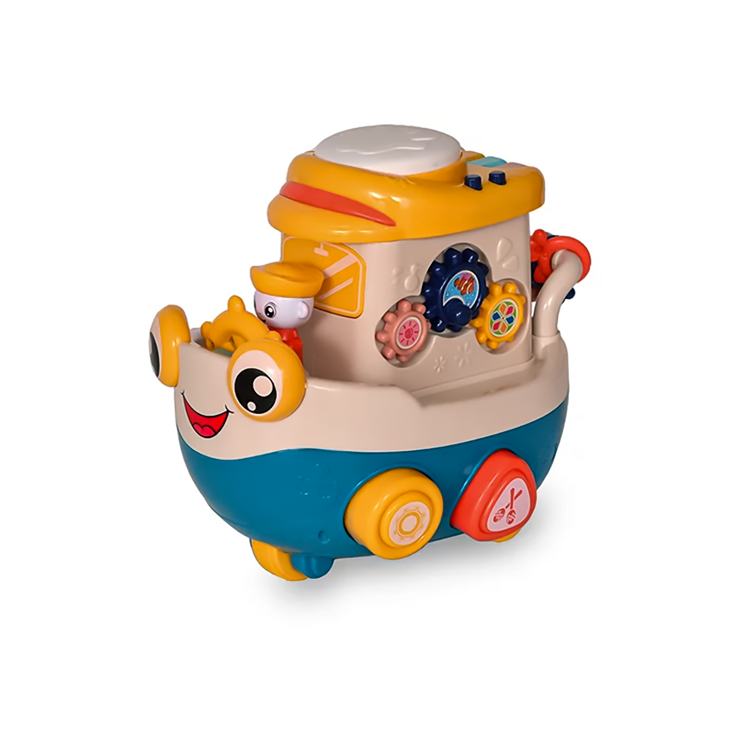 Jucarii si joaca - Jucarie vaporasul muzical Wisdom, interactiv cu forme geometrice, dezvolta abilitati motorii fine, multicolor