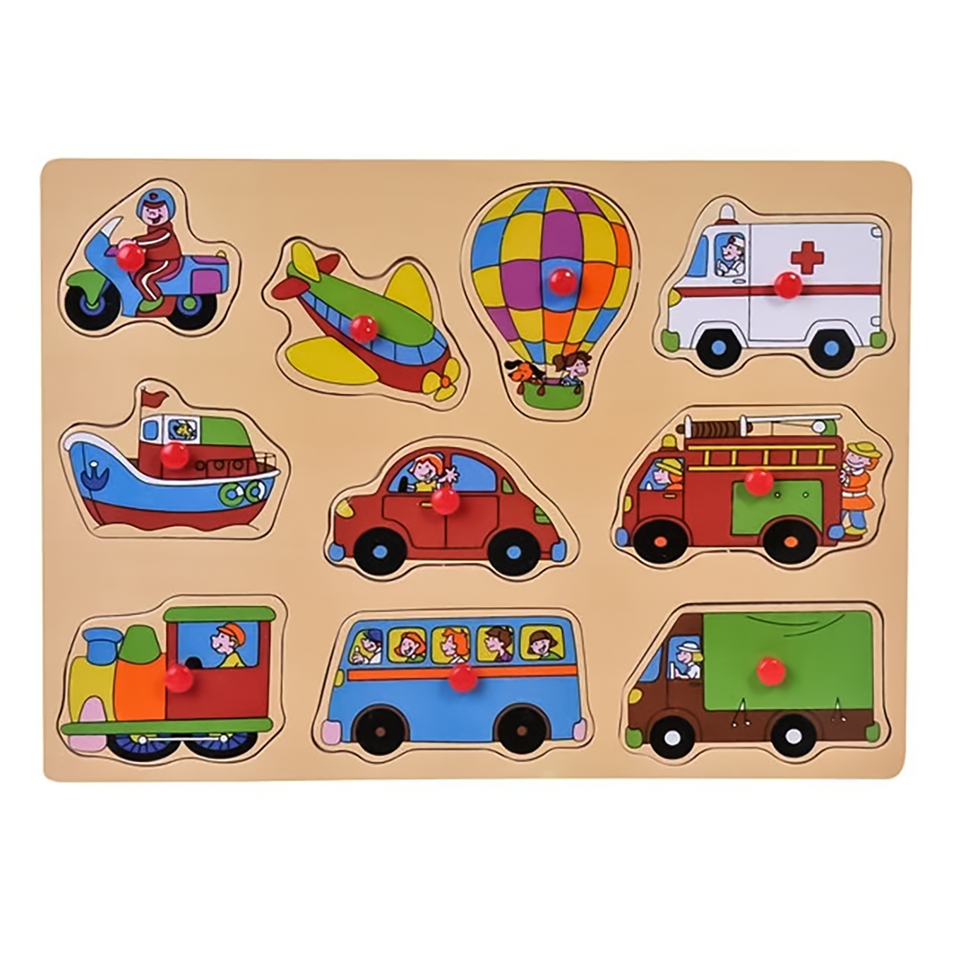 Jucarii si joaca - Puzzle din lemn, incastru, vehicule, 10 piese, 22, 5 x 30 cm