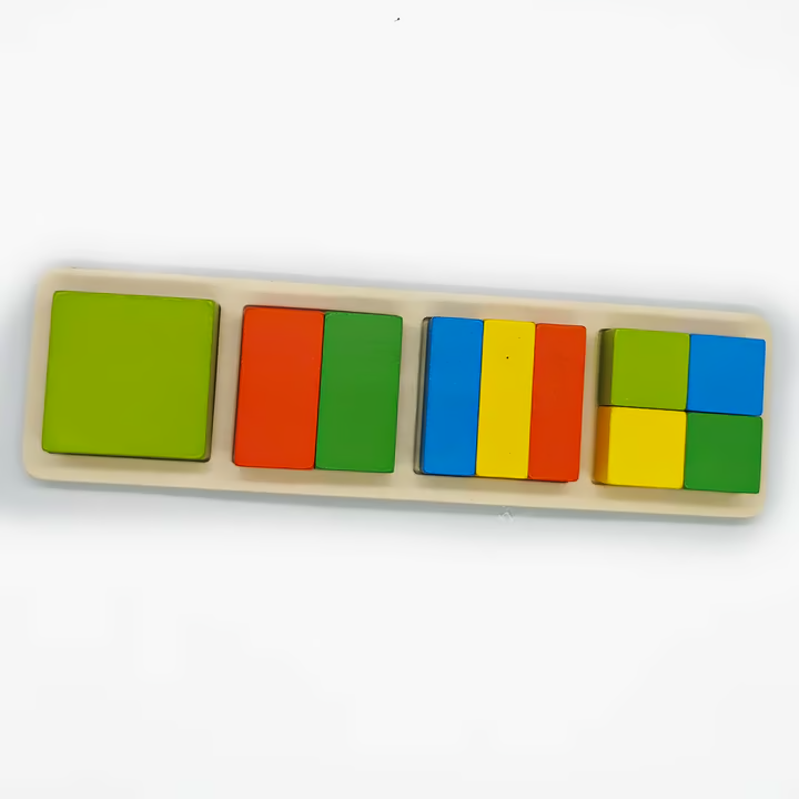 Puzzle Montessori, forma patrat, lemn, multicolor