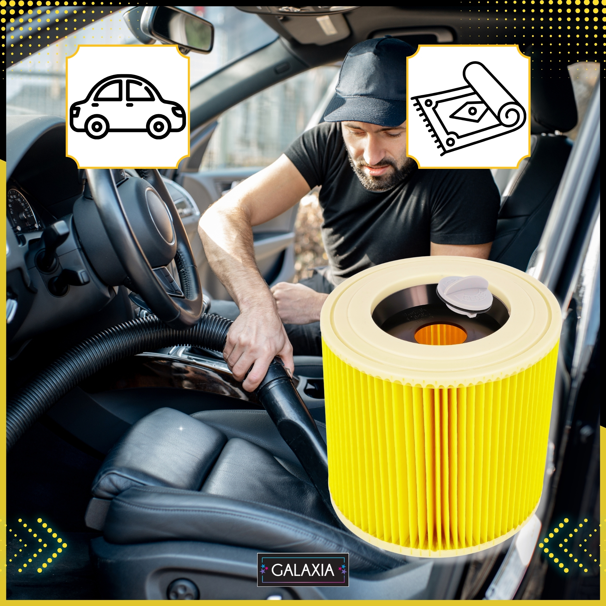GALAXIA Set complet de 3 filtre pentru aspiratoare Kärcher WD2 WD3 MV2 MV3 SE4001 – curatare simpla prin scuturare