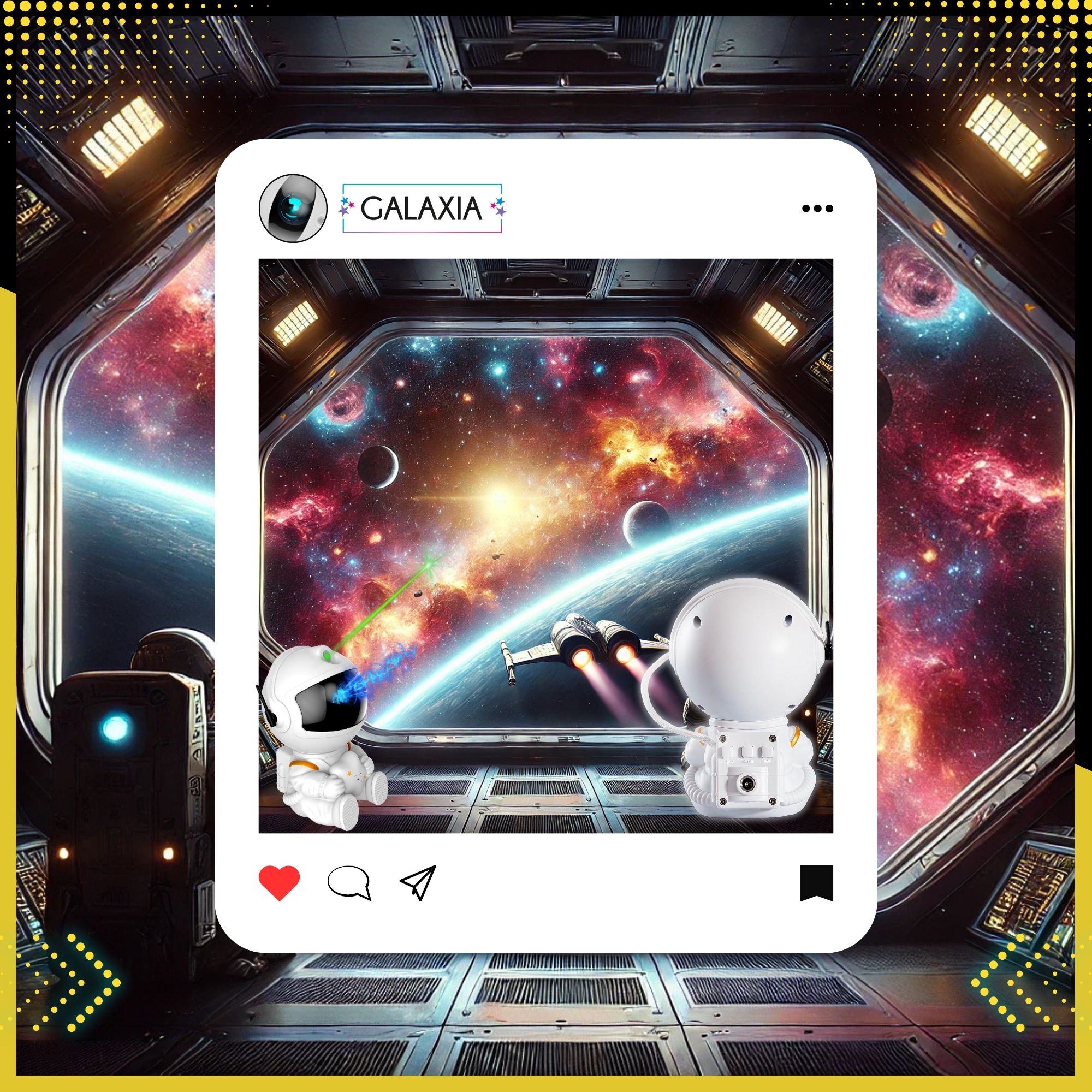 Proiector Astronaut Galaxaxia® – Calatoreste in Spatiu! Nebuloasa Magica, Stele LED, Telecomanda, Temporizator, Lampa de Noapte