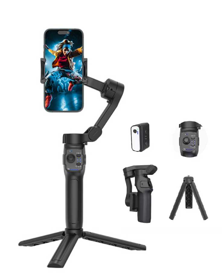 Stabilizatoare de imagine - Gimbal  L9 Lite Stabilizator, Portabil Pliabil cu 3 Axe cu Obiective Ultra Larg cu Urmarire AI, Negru