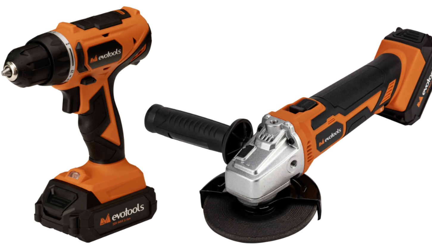 Masini de gaurit si insurubat - Kit Promo Masina de Gaurit si Insurubat si Polizor Unghiular cu 2 Acumulatori si Incarcator MAX 20V POWER Evotools