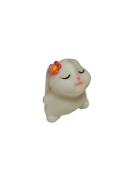 Import EmagMarketplace - Lumanare din ceara de soia-Iepuras de Paste alb cu detalii roz- Ceara de soia 100% naturala