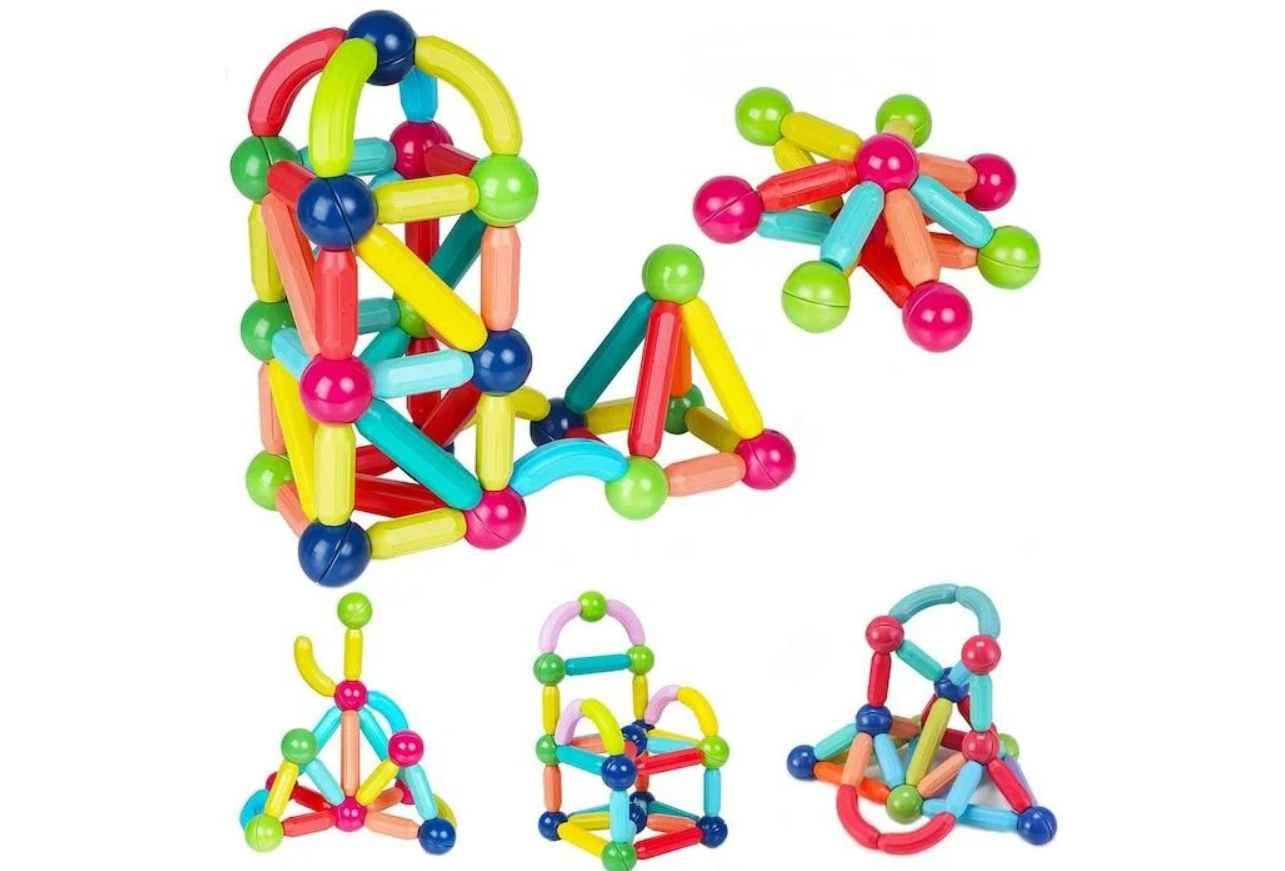 Seturi de constructie jocuri educative - Set 36 Magnetic Sticks – Joc Educativ de Constructie cu 36 de Piese, Bile si Bete Magnetice, Ideal pentru Copii 3+, Multicolor
