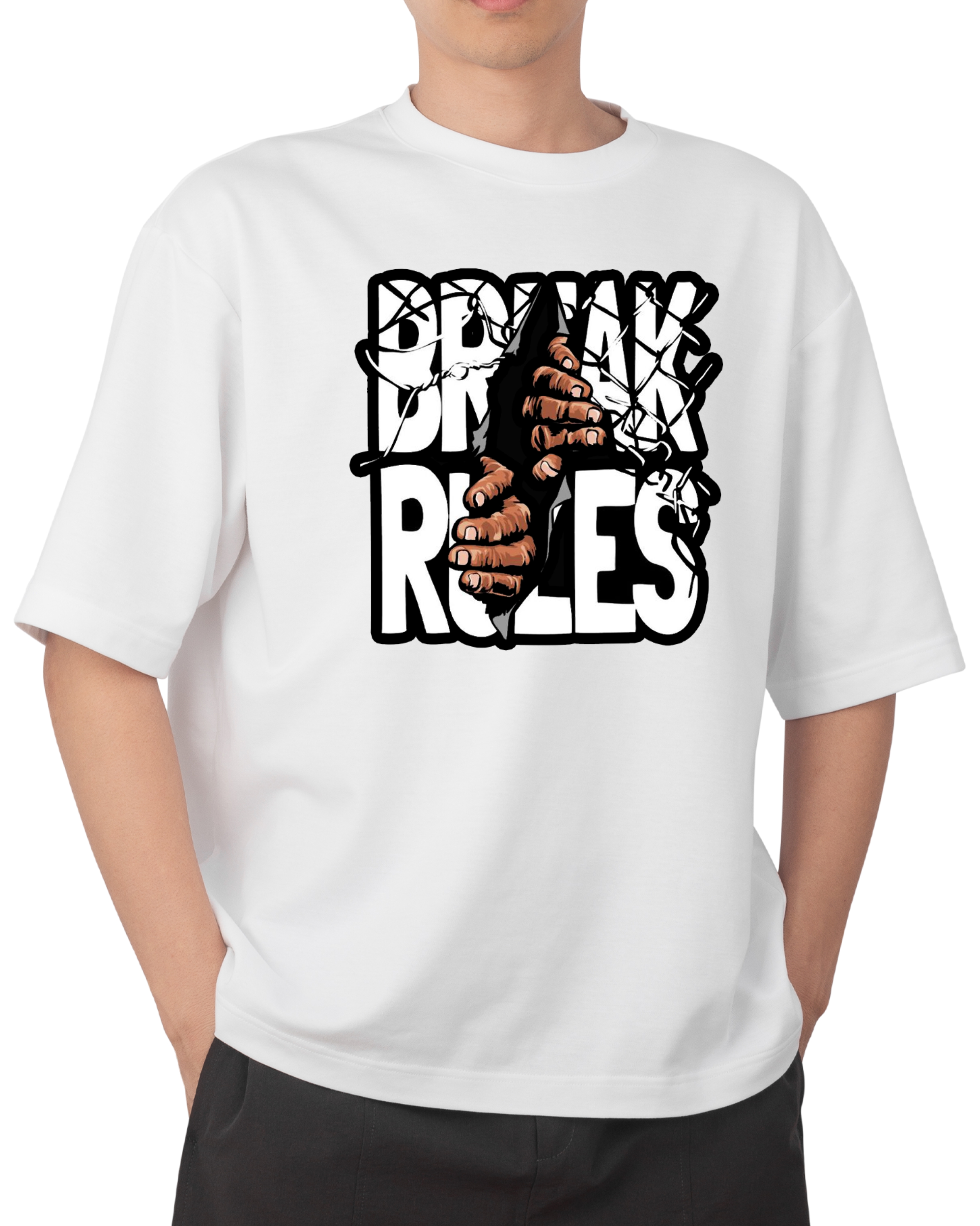Tricouri barbati - Tricou Barbati cu Imprimeu, Break Rules, Bumbac