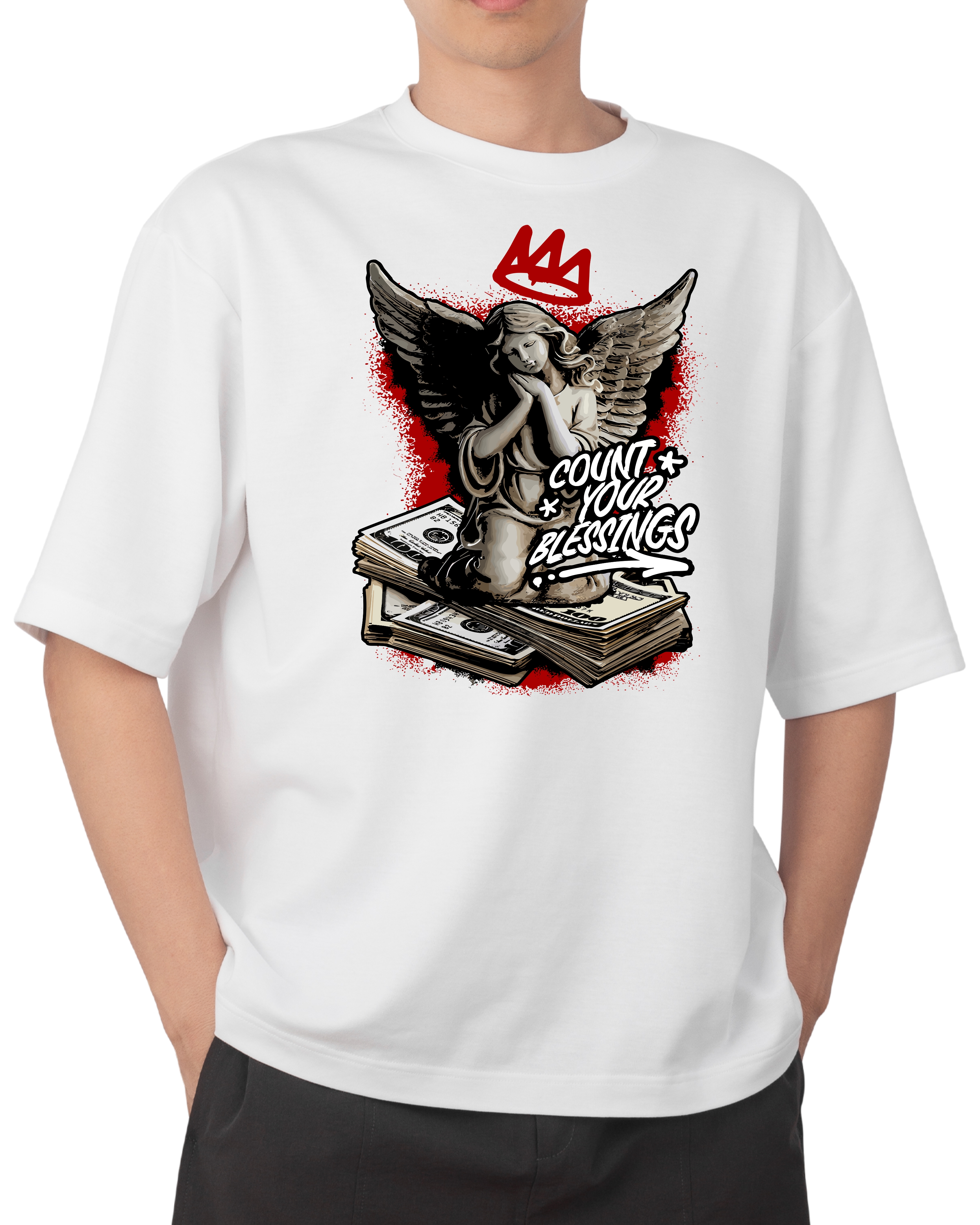 Tricouri barbati - Tricou Barbati cu Imprimeu, Count your Blessings, Bumbac