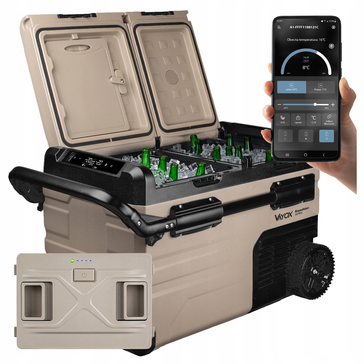 Set Frigider auto cu compresor + Baterie Vayox VA-EW39 Expedition