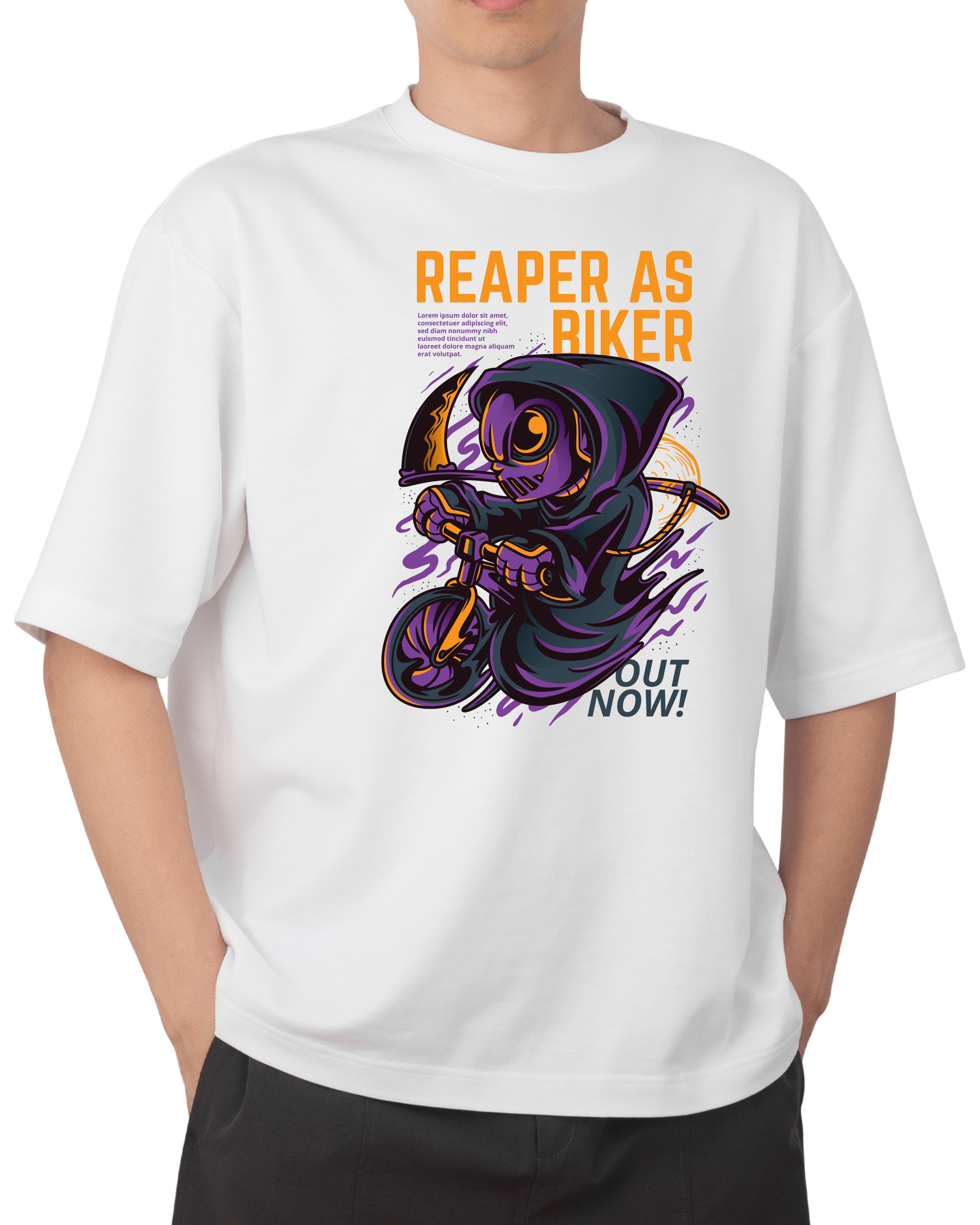 Tricouri cu Imprimeu - Tricou Barbati cu Imprimeu, Reaper as Biker, Bumbac
