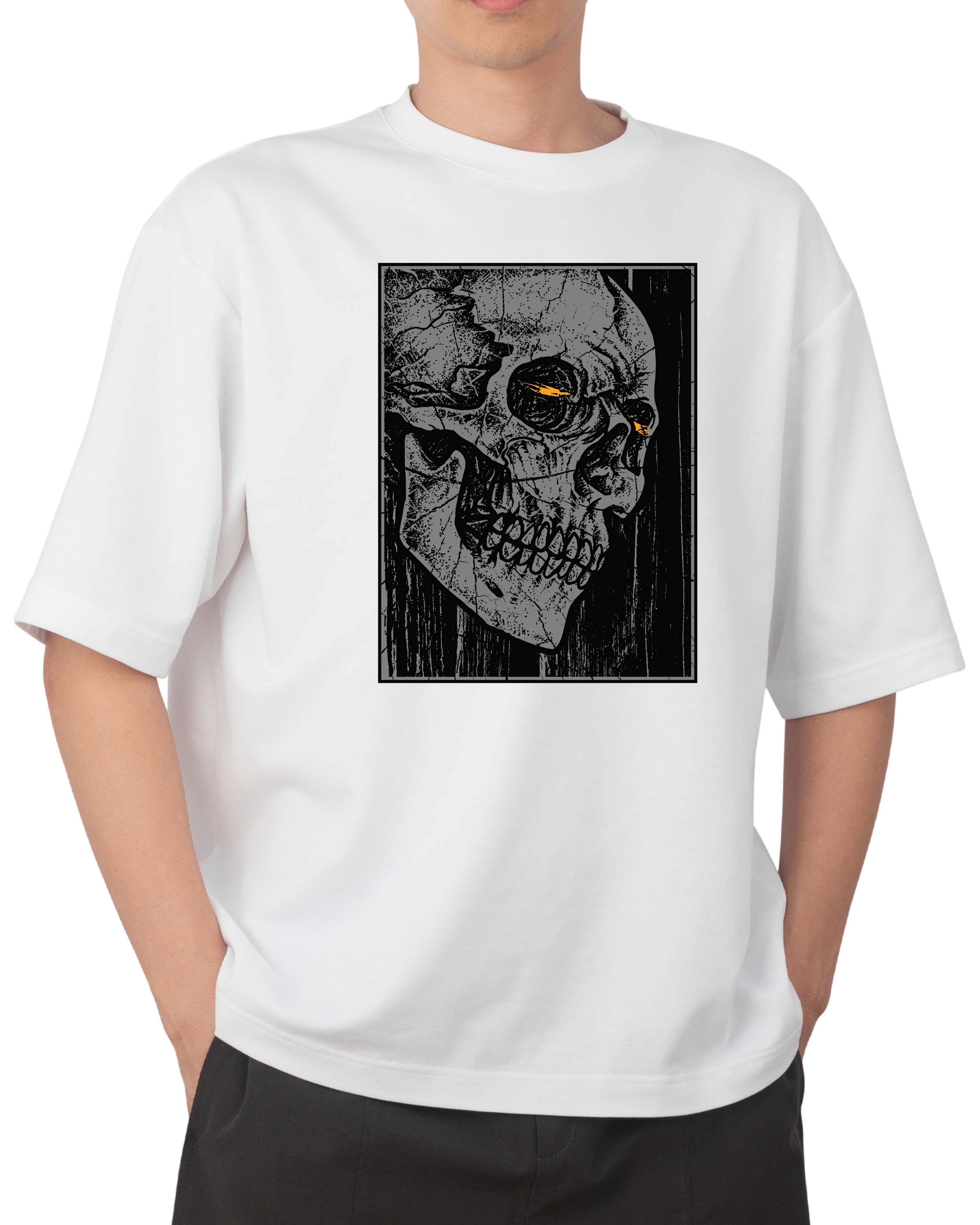 Tricouri cu Imprimeu - Tricou Barbati cu Imprimeu, Craniu, Bumbac