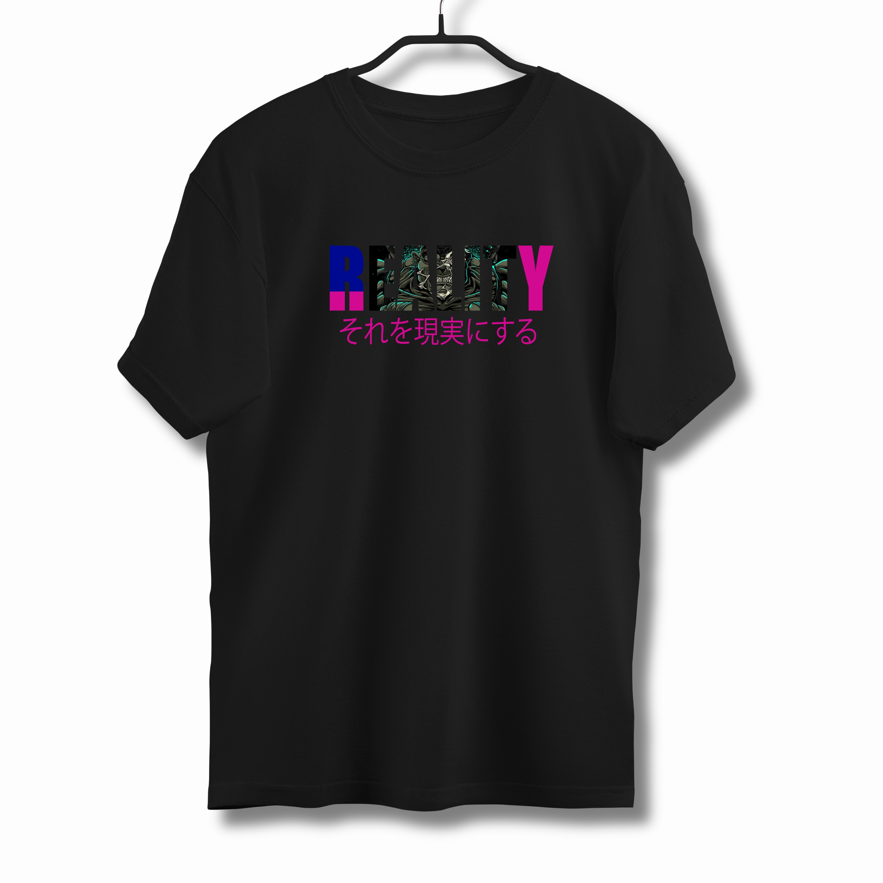 Tricouri cu Imprimeu - Tricou Barbati cu Imprimeu Fata-Spate, Reality, Bumbac