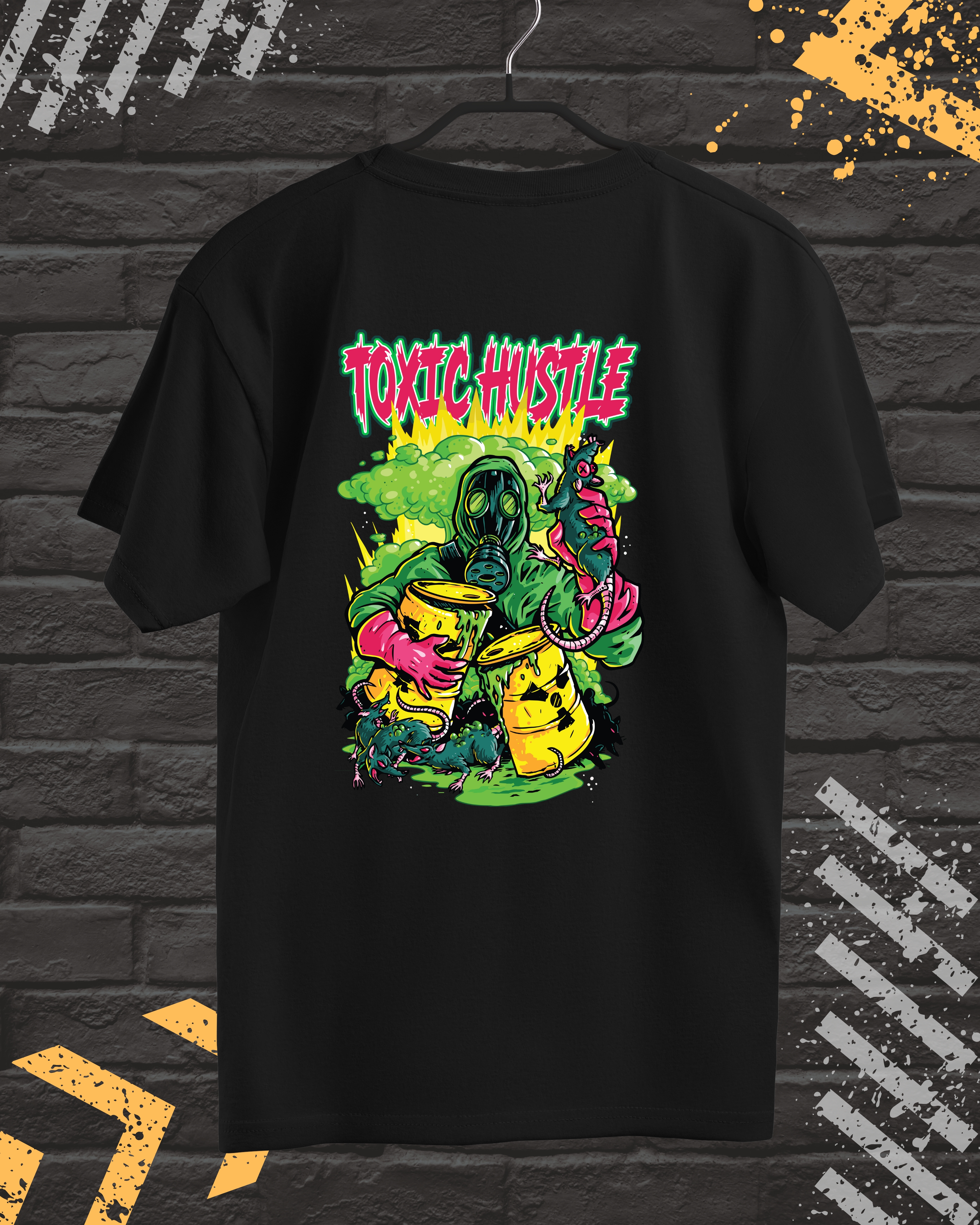 Tricouri cu Imprimeu - Tricou Barbati cu Imprimeu Fata-Spate, CXO Toxic Hustle, Bumbac