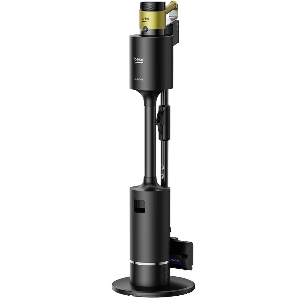 Aspirator vertical cu lavete mop integrate BEKO VRT97325VY, 450 W, 2,5 l, autonomie max 60 min, tub flexibil, perie Turbo, ideal par animale, curatenie fara efort chiar si sub mobila, negru-galben [2]