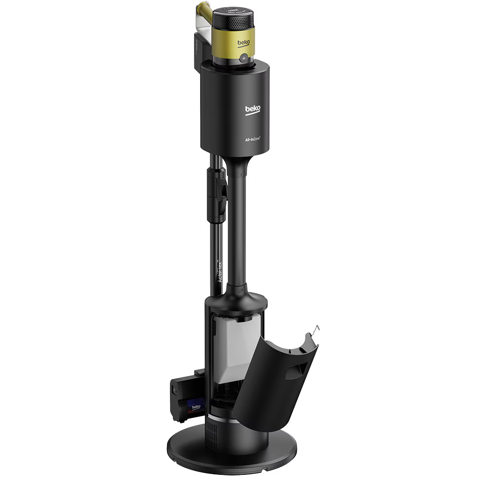 Aspirator vertical cu lavete mop integrate BEKO VRT97325VY, 450 W, 2,5 l, autonomie max 60 min, tub flexibil, perie Turbo, ideal par animale, curatenie fara efort chiar si sub mobila, negru-galben [3]