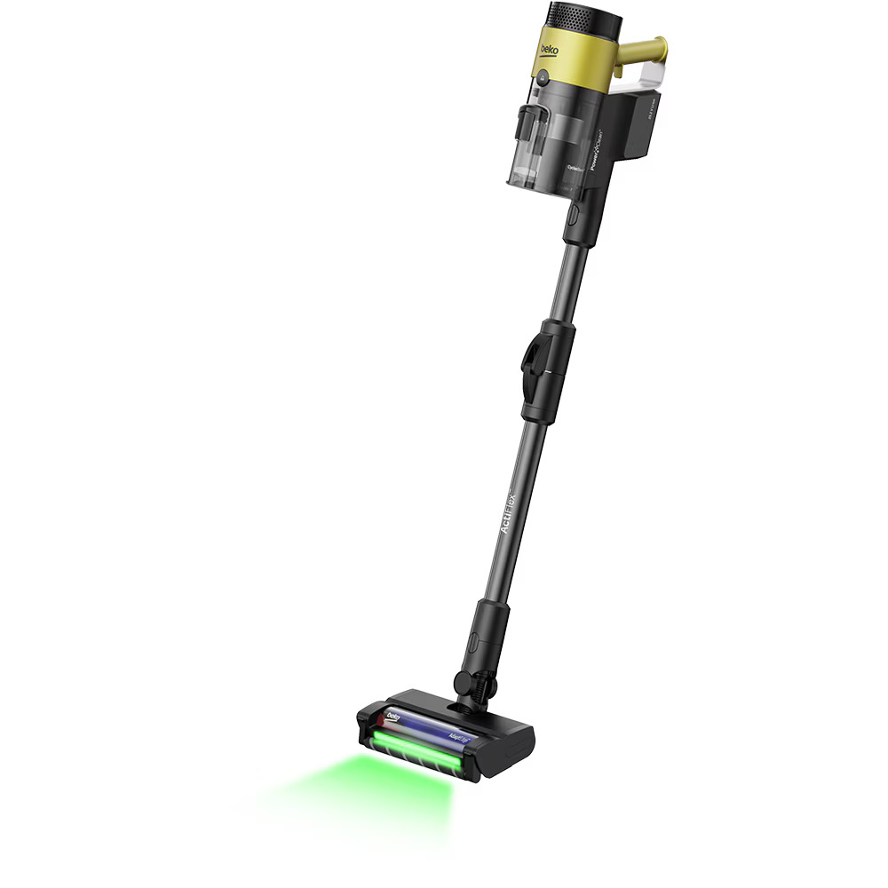 Aspirator vertical cu lavete mop integrate BEKO VRT97325VY, 450 W, 2,5 l, autonomie max 60 min, tub flexibil, perie Turbo, ideal par animale, curatenie fara efort chiar si sub mobila, negru-galben [5]