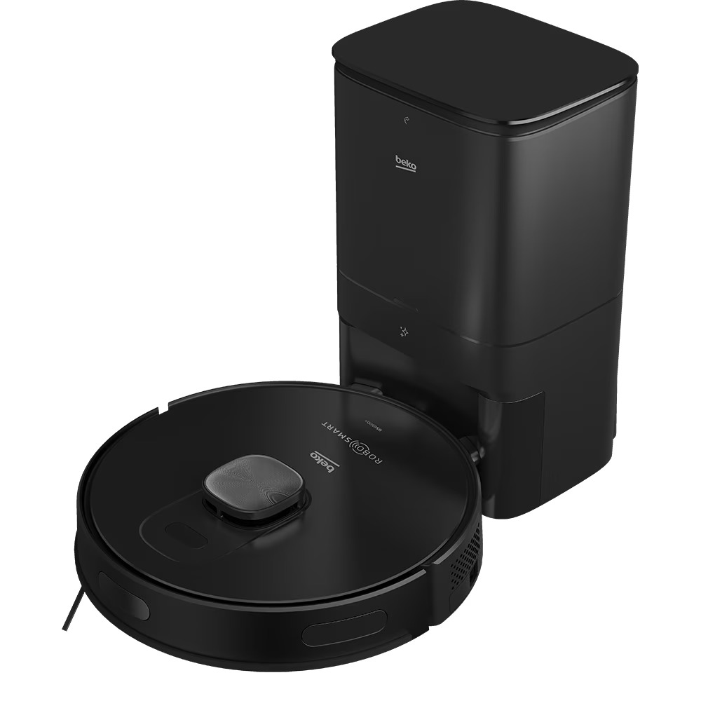 Aspirator robot cu mop BEKO RoboSmart VRR94314VB, 0.4l, 14.4V, autonomie max 250 min, statie auto-golire 4L, control Wi-Fi, navigare LDS cu 5 harti,