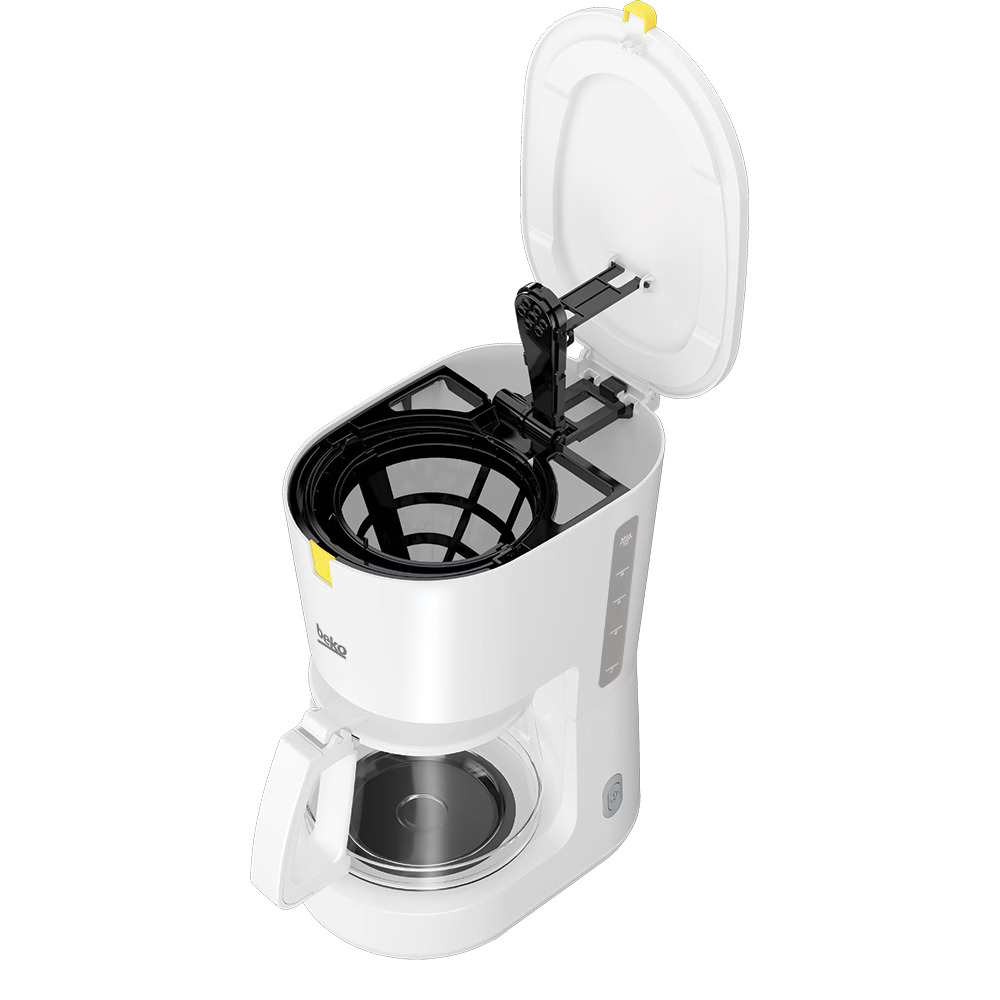 Cafetiera BEKO CFM4340W, carafa sticla 1.25l, 900W, filtru detasabil, indicator apa, prepari pana la 10 cani de cafea rapid si usor, alb-gri [3]