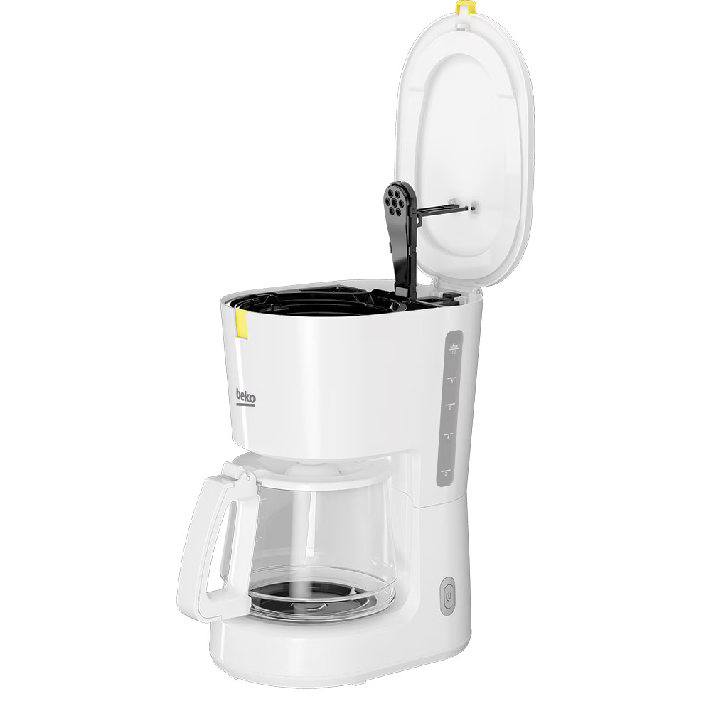 Cafetiera BEKO CFM4340W, carafa sticla 1.25l, 900W, filtru detasabil, indicator apa, prepari pana la 10 cani de cafea rapid si usor, alb-gri [4]