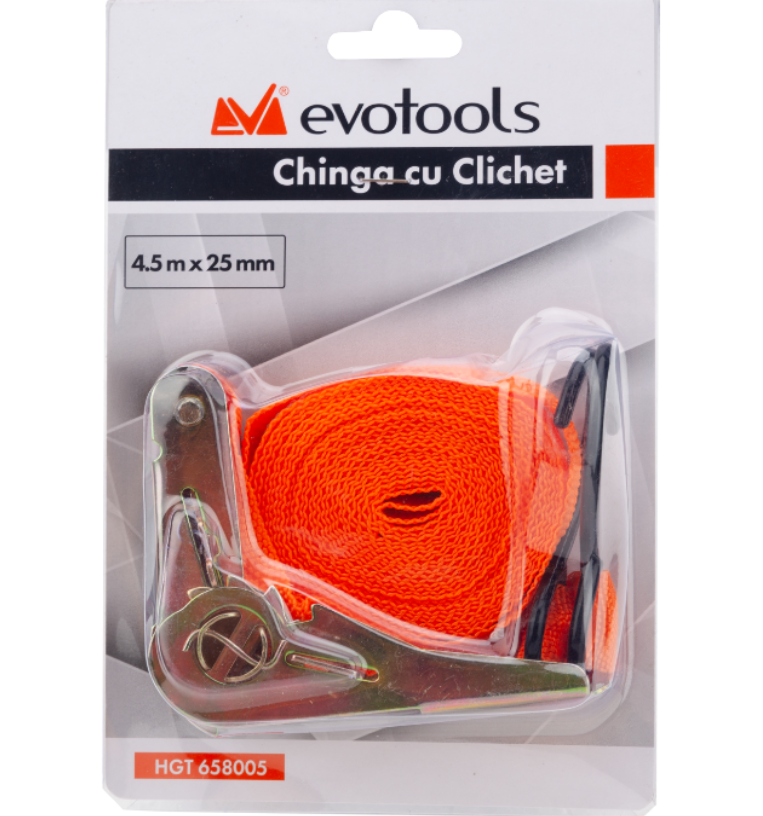 Accesorii echipamente pentru transport si ridicat - Chinga cu Clichet / L[m]: 4.5; B[mm]: 25