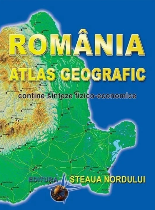 Atlase si enciclopedii pentru copii - Atlas Geografic Romania, Cu 75 de harti, Albastru